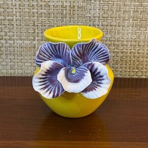 🌟4xHP🌟VTG 2000s Anthropologie 3D Bluish-Purple Orchid Small Yellow Bud Vase